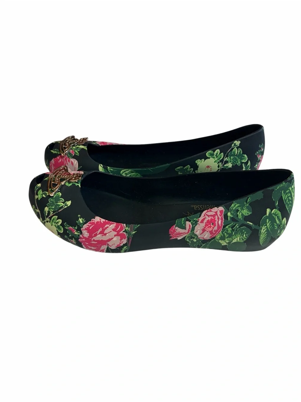 New in Box Vivienne Westwood Anglomania Melissa Roses Floral 9 Black Pink Green